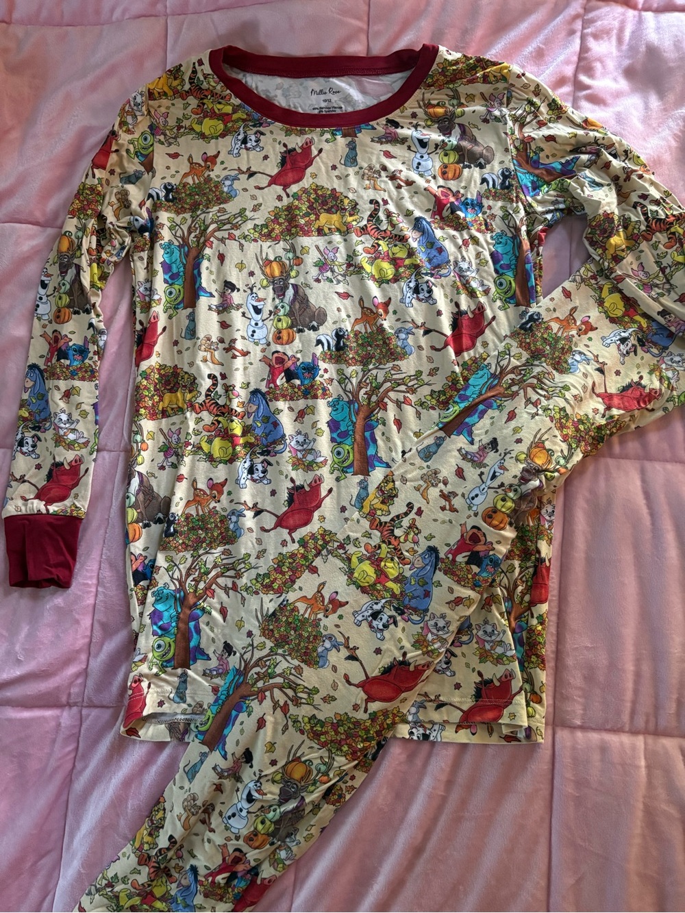 Disney Mashup Kids Holiday Animal Print Long Sleeve Pajama Set Bamboo